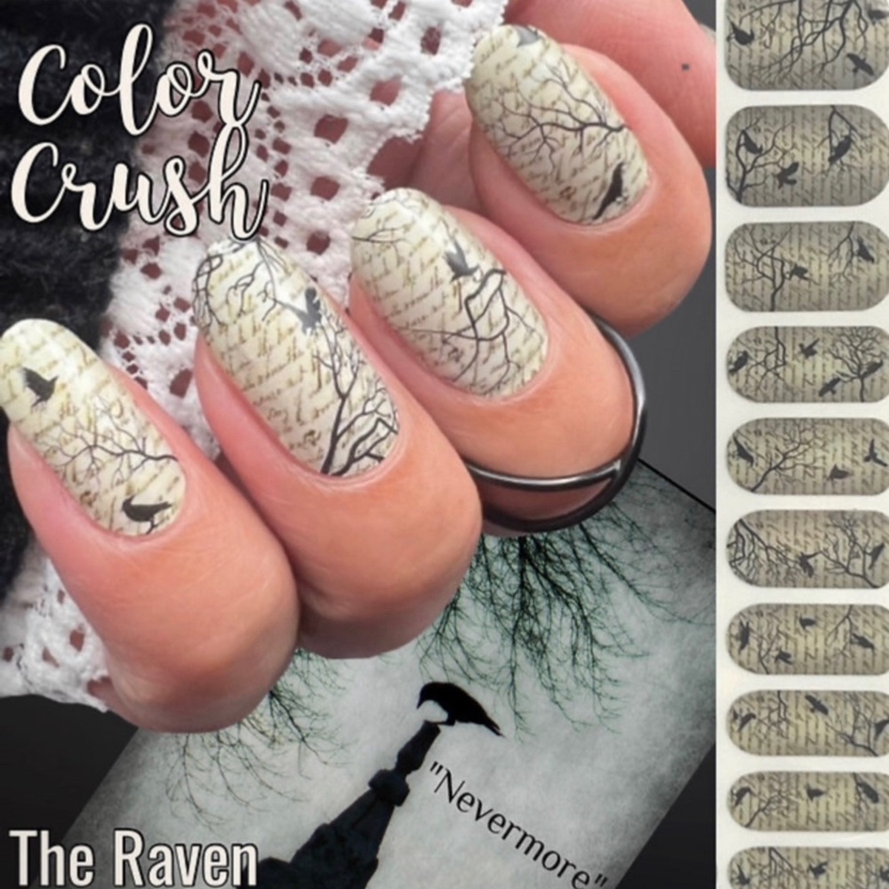 Color Crush Nails The Raven Edgar Allan Poe Nail Polish Strips 20 strips/ pack
